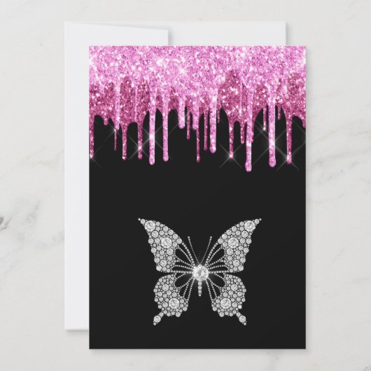 Heet Roze Dripping Glitter Zoet 16 Kaart (Achterkant)