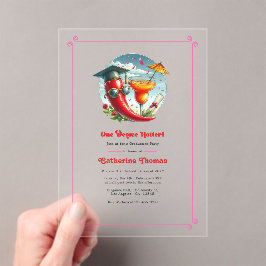 Heet-Roze Één Graad Hottter Afstudeerfeest Acryl Uitnodigingen