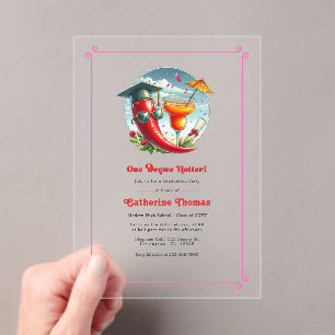 Heet-Roze Één Graad Hottter Afstudeerfeest Acryl Uitnodigingen