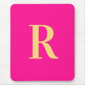 Heet Roze Eenvoudig Modern Monogram Muismat (Voorkant)