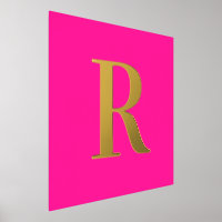 Heet Roze Eenvoudig Monogram Echt Goud