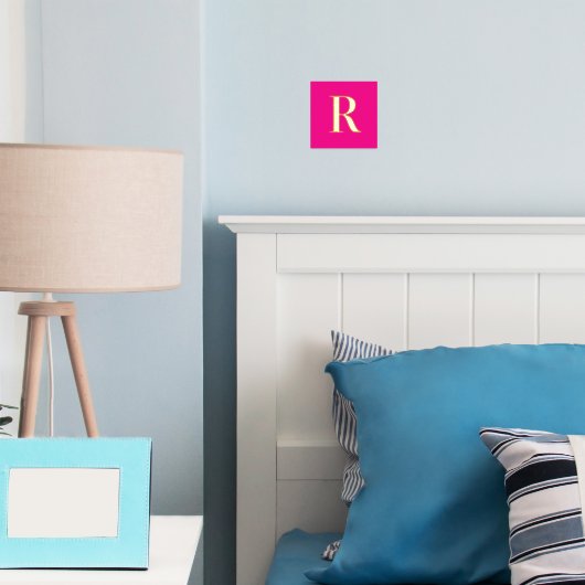 Heet Roze Eenvoudig Monogram Echt Goud Folie Afdrukken (Insitu (Slaapkamer))