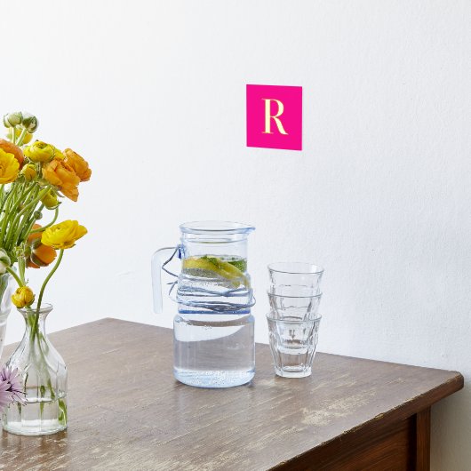 Heet Roze Eenvoudig Monogram Echt Goud Folie Afdrukken (Laag (Keuken))