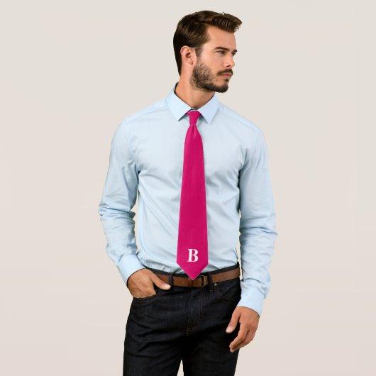 Heet Roze Eenvoudig Trendy Monogram Stropdas (In situ)