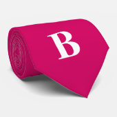 Heet Roze Eenvoudig Trendy Monogram Stropdas (Opgerold)