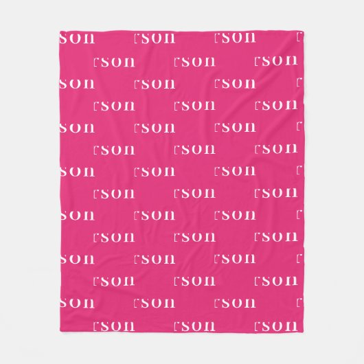 Heet Roze Eenvoudige Gepersonaliseerde Herhalende Fleece Deken (Voorkant)