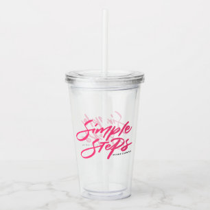 Heet Roze Eenvoudige Stappen Citaat Moderne Callig Acryl Drinkbeker