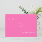 Heet Roze Eenvoudige Tekst Only Trouw Save the Dat Date (Staand voorkant)