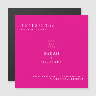 Heet Roze Eenvoudige Trouwmagneet Save the Date