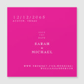 Heet Roze Eenvoudige Trouwmagneet Save the Date (Voorkant)