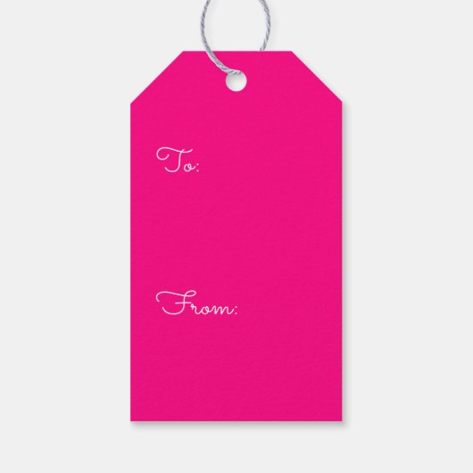 Heet roze effen kleur cadeaulabel (Achterkant)