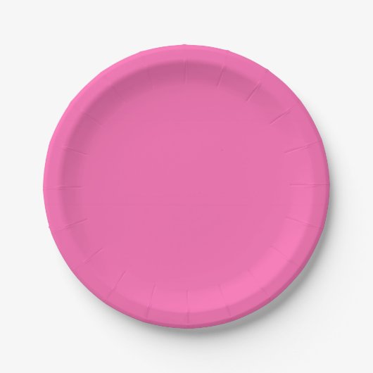 Heet Roze Effen Kleur Papieren Bordje (Voorkant)