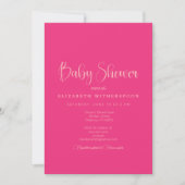 Heet roze effen moderne baby shower uitnodiging (Voorkant)