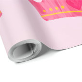 Heet roze eigenzinnige prinses kroon cadeaupapier (Rol Hoek)