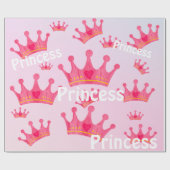 Heet roze eigenzinnige prinses kroon cadeaupapier (Vlak)