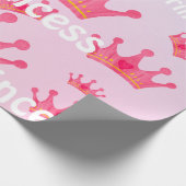 Heet roze eigenzinnige prinses kroon cadeaupapier (Hoek)