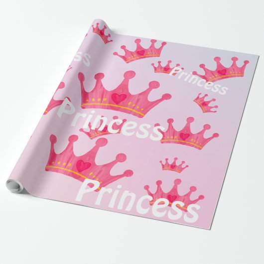 Heet roze eigenzinnige prinses kroon cadeaupapier (Uitgerold)