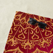 Heet Roze Elegante Mandala Monogram Zomer Strandlaken (In situ)