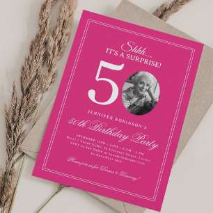 Heet Roze Elegante Verjaardagsfeest Surprise 50s Kaart