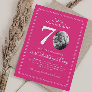 Heet Roze Elegante Verjaardagsfeest Surprise 70t Kaart