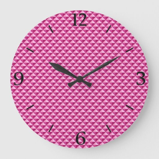 Heet roze, emaille-uitstraling, met studs versierd grote klok (Voorkant)
