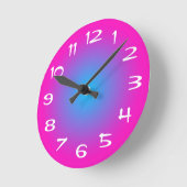 Heet roze en aquablauwe radiale gradiënt ronde klok (Hoek)