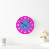 Heet roze en aquablauwe radiale gradiënt ronde klok (Huis)