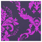 Heet roze en blauw bloemdamast stof (Close Up)