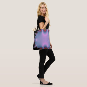 Heet roze en blauwe fractal tote bag