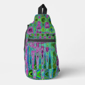 Heet roze en blauwe groovy abstracte retro golven sling bag (Voorkant)