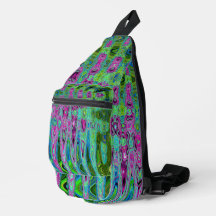 Heet roze en blauwe groovy abstracte retro golven