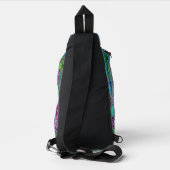 Heet roze en blauwe groovy abstracte retro golven sling bag (Achterkant)