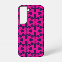 Heet roze en blauwe vintage leliepatroon samsung galaxy hoesje