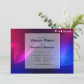 Heet=Roze en Blauwe Virtuele Gloed Verjaardagsfees Kaart (Staand voorkant)