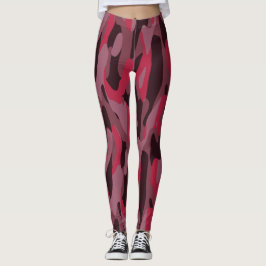 Heet roze en Bourgondië camouflage Leggings
