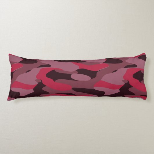 Heet roze en Bourgondische Camo Lichaamskussen (Voorkant)