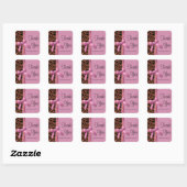 Heet roze en bronzen Zebra gestreept met parels Vierkante Sticker (Vel)