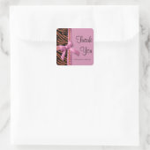 Heet roze en bronzen Zebra gestreept met parels Vierkante Sticker (Tas)