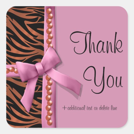 Heet roze en bronzen Zebra gestreept met parels Vierkante Sticker (Voorkant)