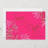 Heet Roze en Bruin Bloemen Bruiloft Save The Date Kaart (Voorkant)