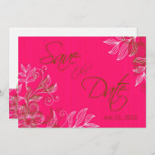 Heet Roze en Bruin Bloemen Bruiloft Save The Date Kaart (Voorkant / Achterkant)