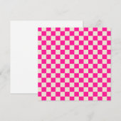 Heet roze en bruin schaakbordpatroon bedankkaart (Voorkant / Achterkant)