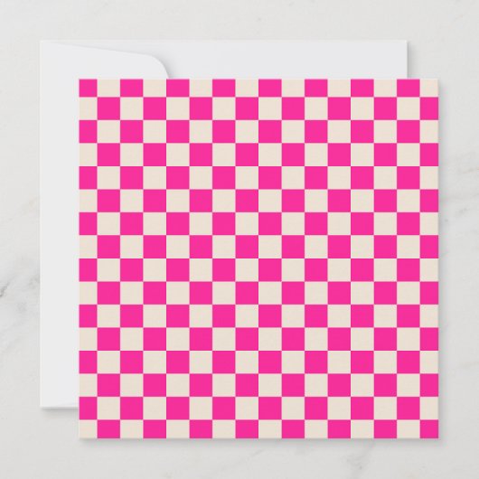 Heet roze en bruin schaakbordpatroon bedankkaart (Voorkant)