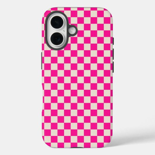 Heet roze en bruin schaakbordpatroon Case-Mate iPhone case (Achterkant)