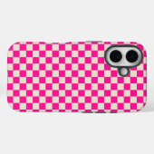 Heet roze en bruin schaakbordpatroon Case-Mate iPhone case (Achterkant (horizontaal))