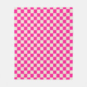 Heet roze en bruin schaakbordpatroon fleece deken (Voorkant)