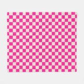 Heet roze en bruin schaakbordpatroon fleece deken (Voorkant (Horizontaal))
