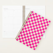 Heet roze en bruin schaakbordpatroon planner (Display)