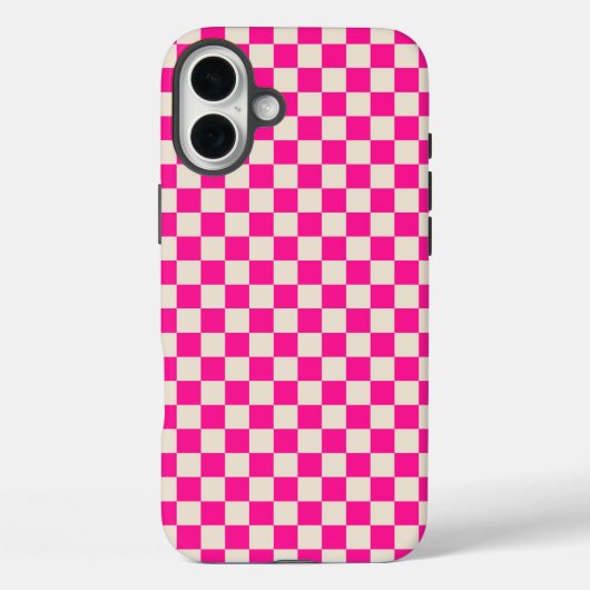 Heet roze en bruine ruitpatroon Case-Mate iPhone case (Achterkant)