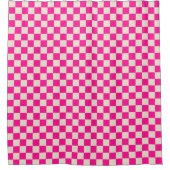 Heet roze en bruine ruitpatroon douchegordijn (Voorkant)